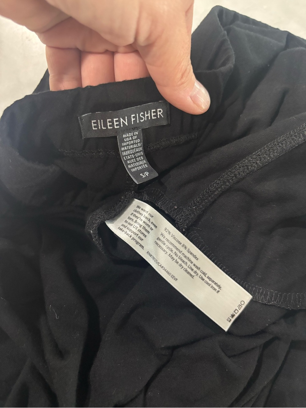 Eileen Fisher Womens Small Black Slim Pull-On Tapered Pants Viscose Spandex
